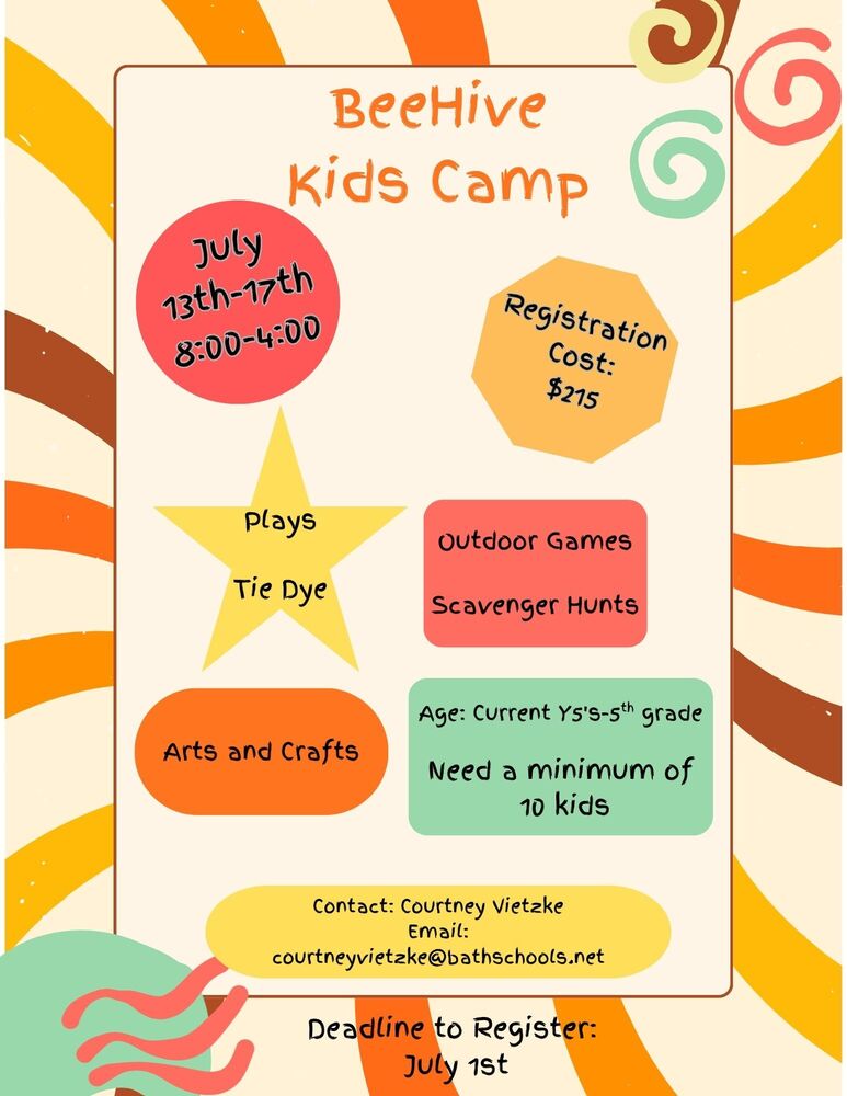 Kids camp poster with camp information