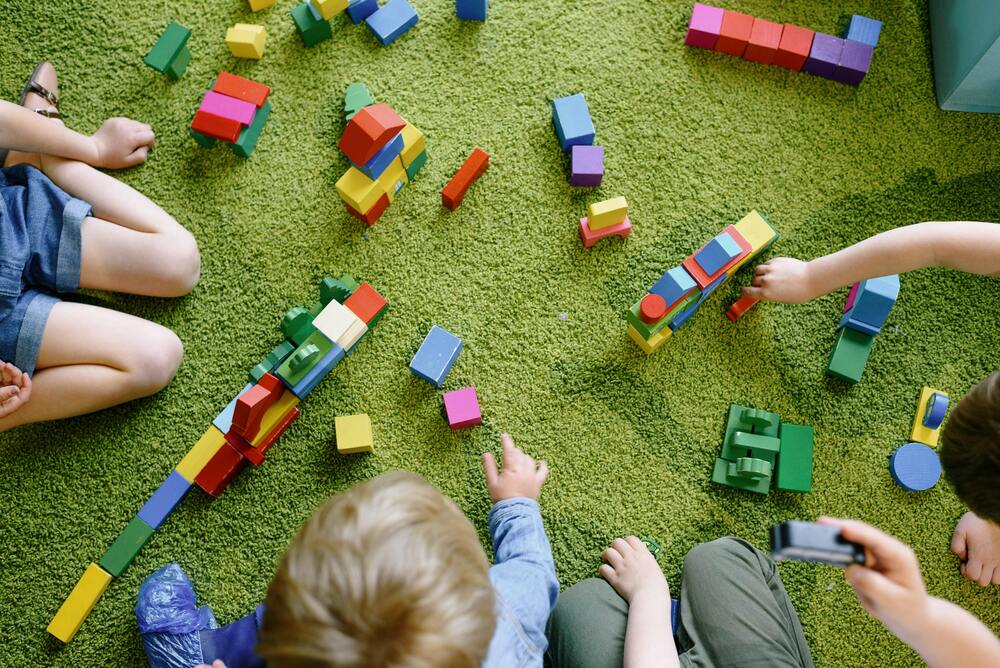 Children playing with blocks