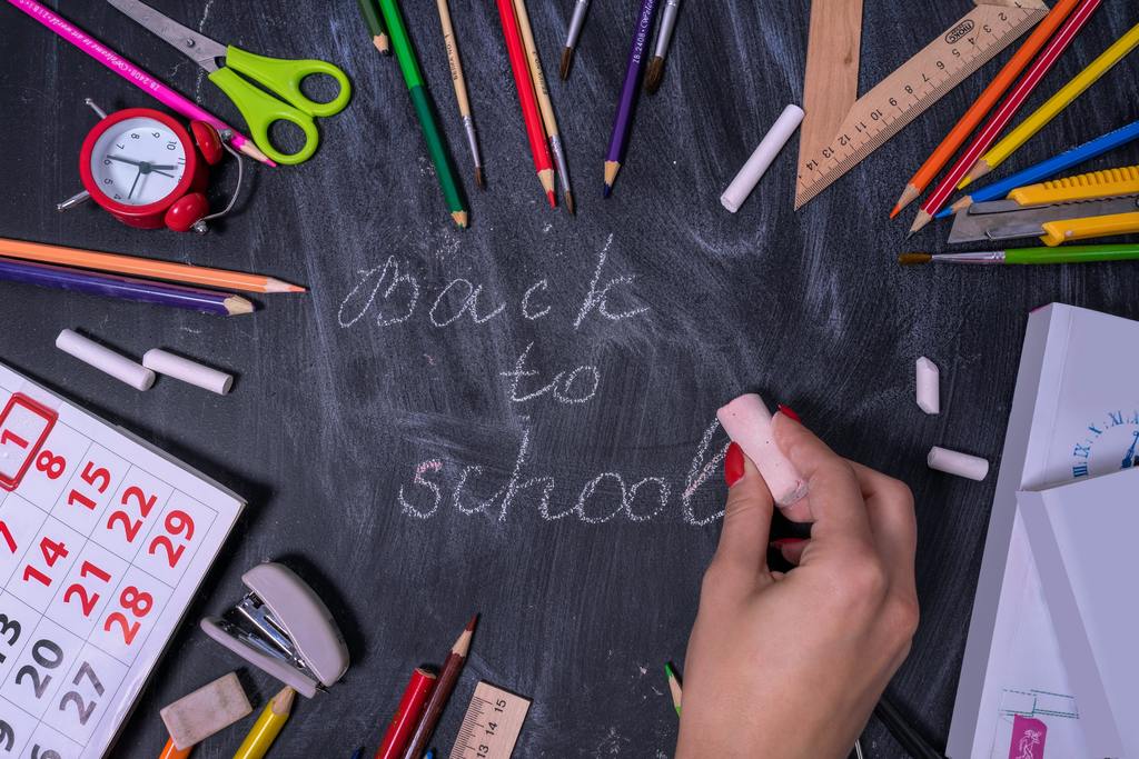 Back to School written with chalk