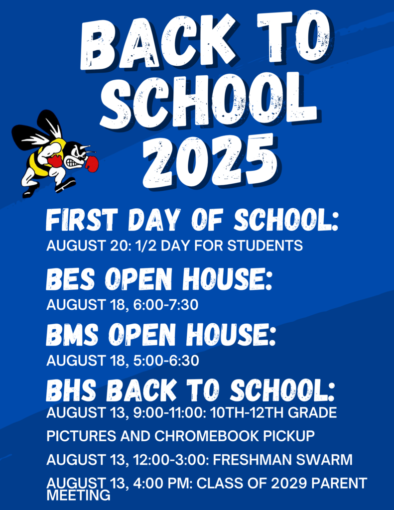 A flyer with the back to school open house dates and times.
