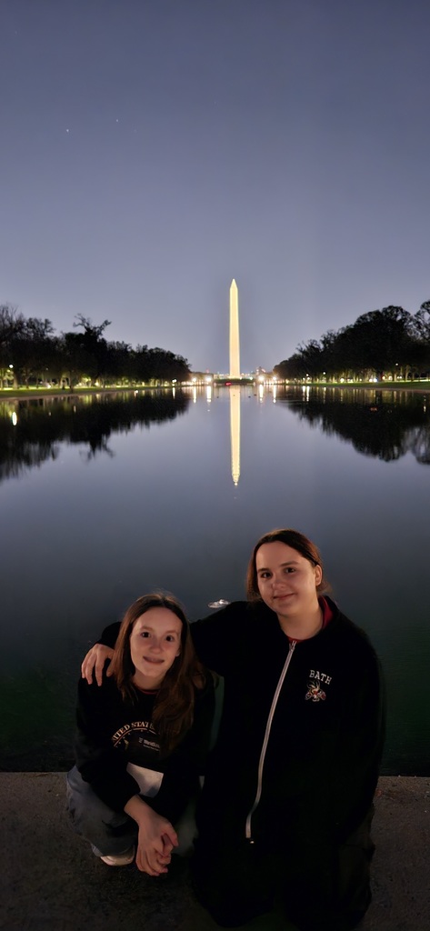 Girls with Washington monument in the background