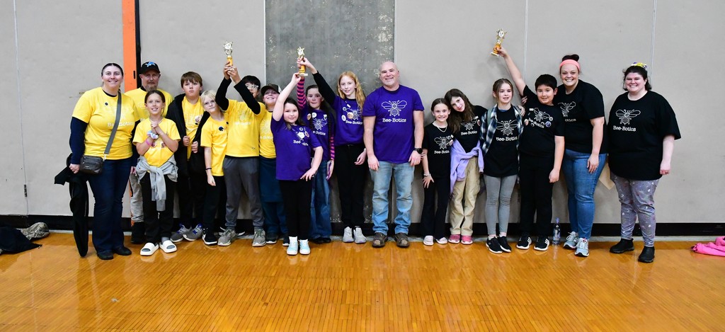 Bee-Botics teams with their trophies