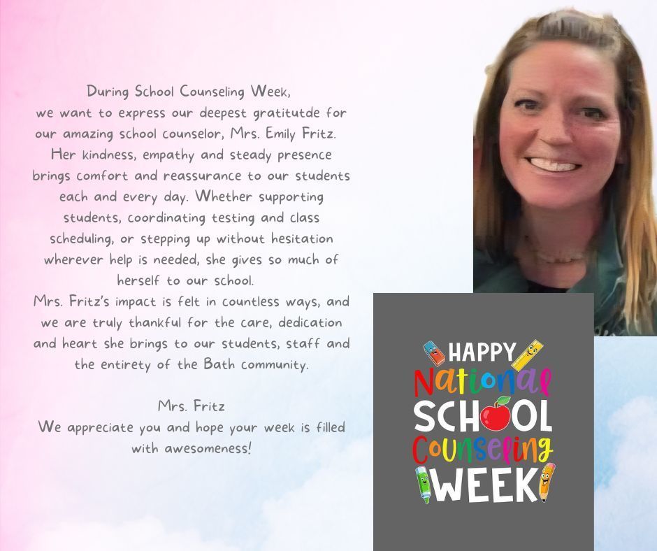 School Counseling Week Appreciation for BHS School Counselor Mrs.Fritz
