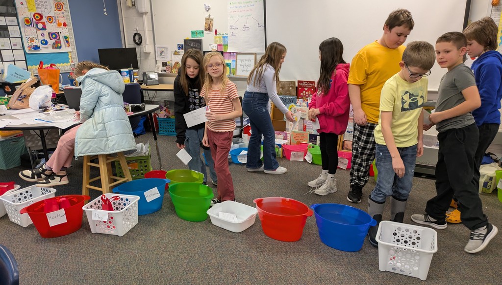 Students sorting the mail