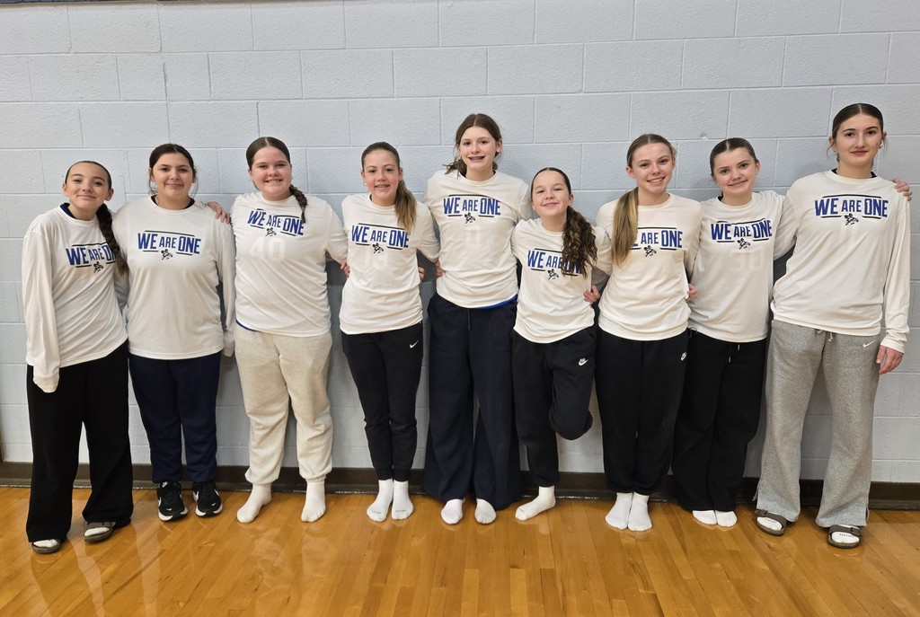 Girls basketball team posing for a photo.