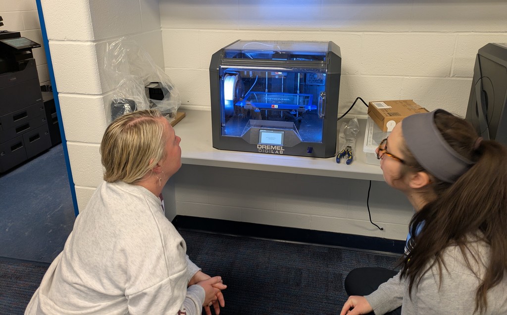 Teachers looking at 3d print job