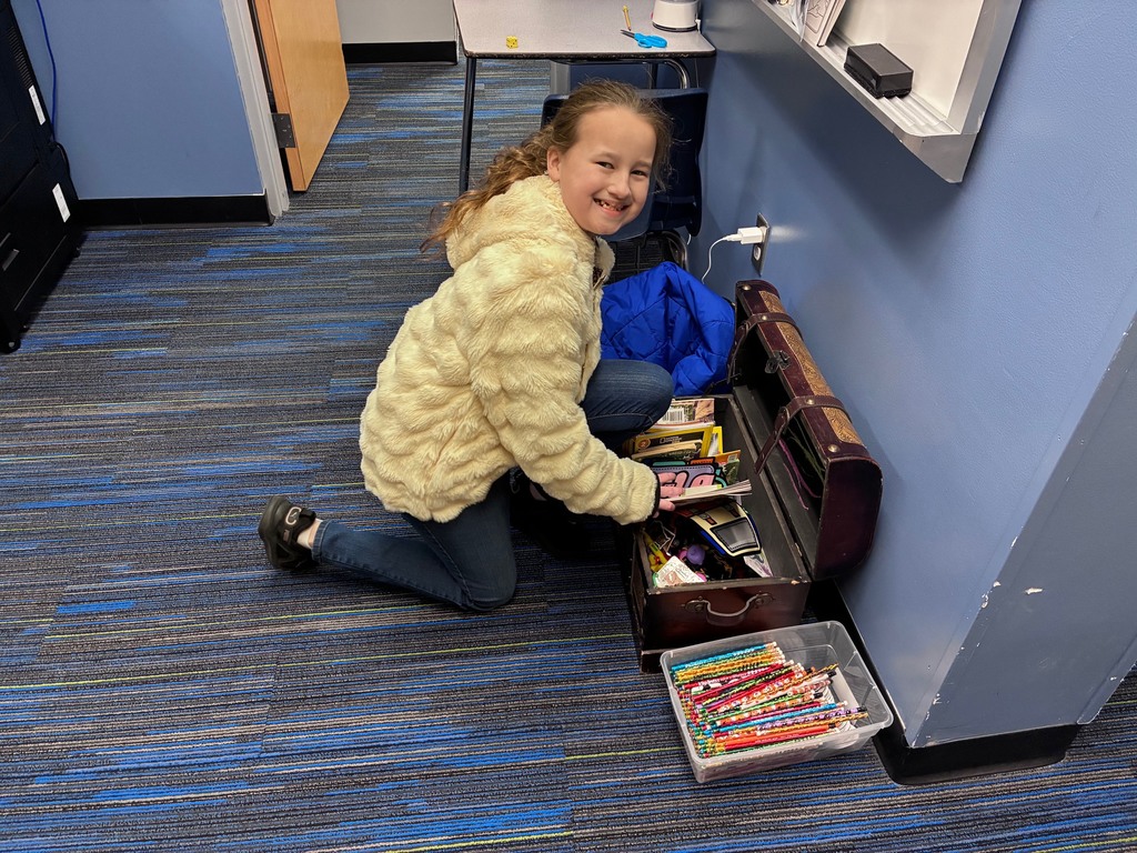 treasure chest and student