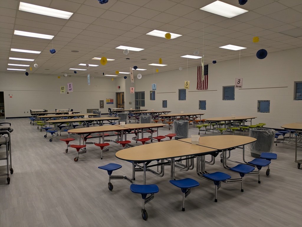 Cafeteria with tables on the new floors