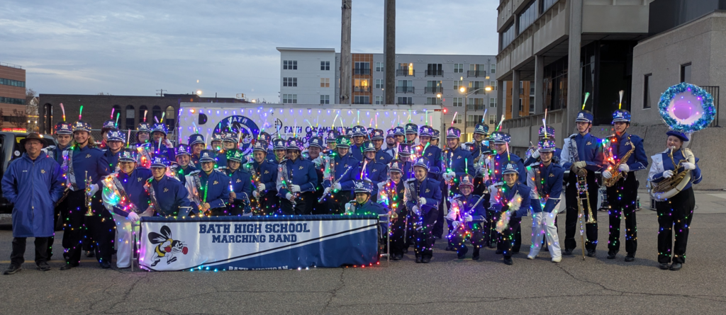 Bath HS band at Silver Bells in the City Parade
