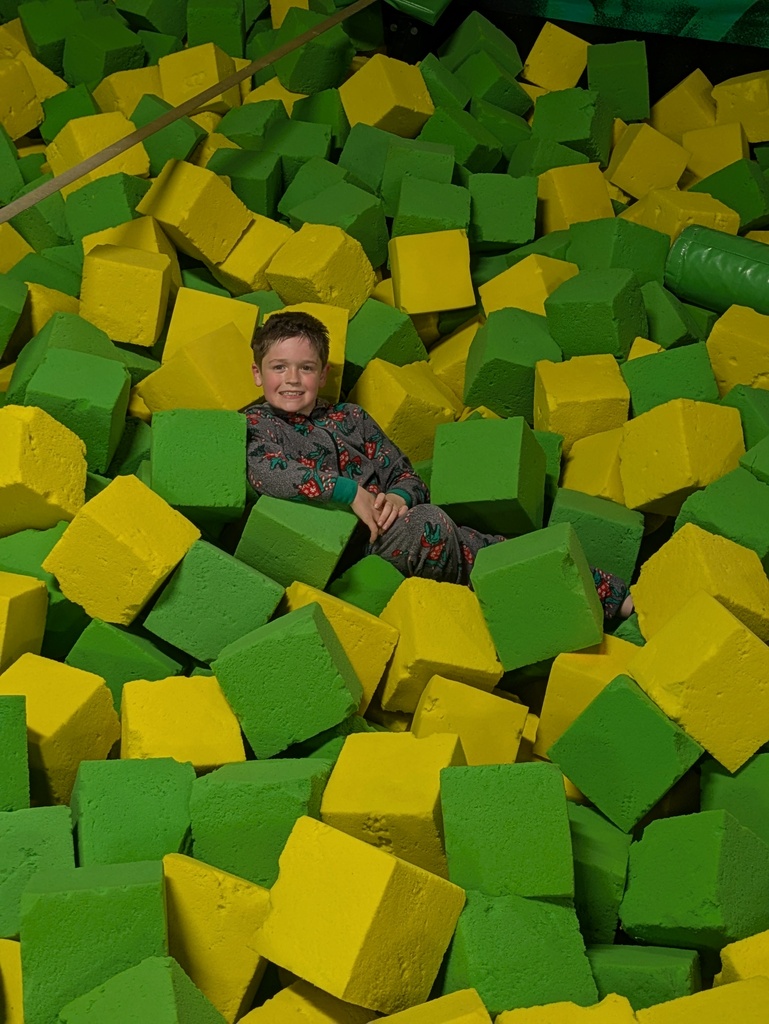 Boy in foam pit