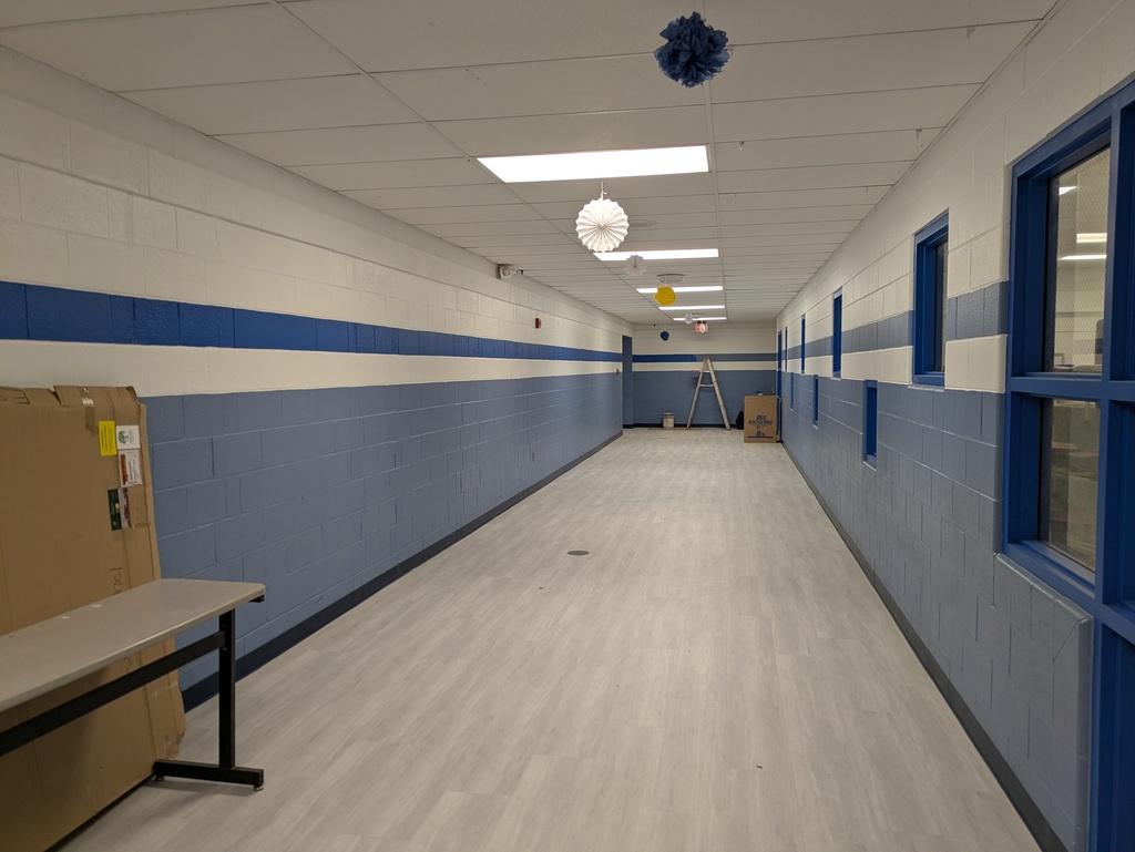 New paint in the cafeteria hallway