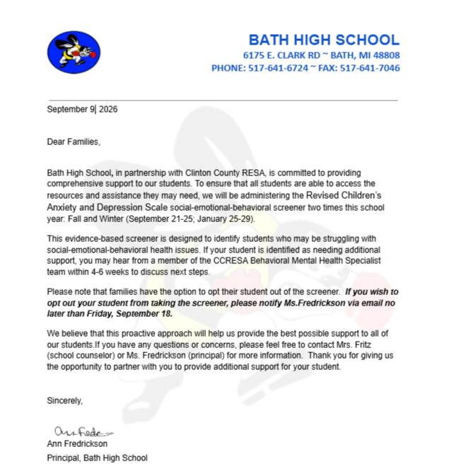 Parent Letter for CCRESA behavior health screener