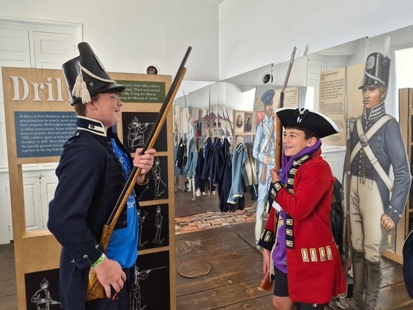 Two students dressed up as soldiers.