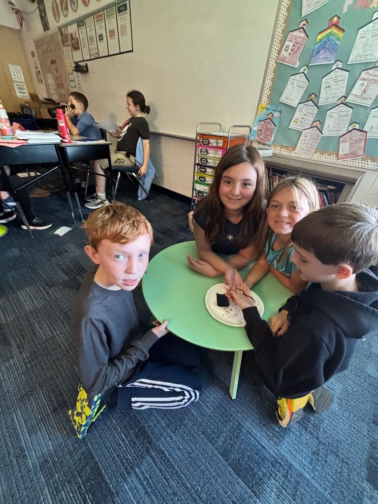 Students on floor around table 