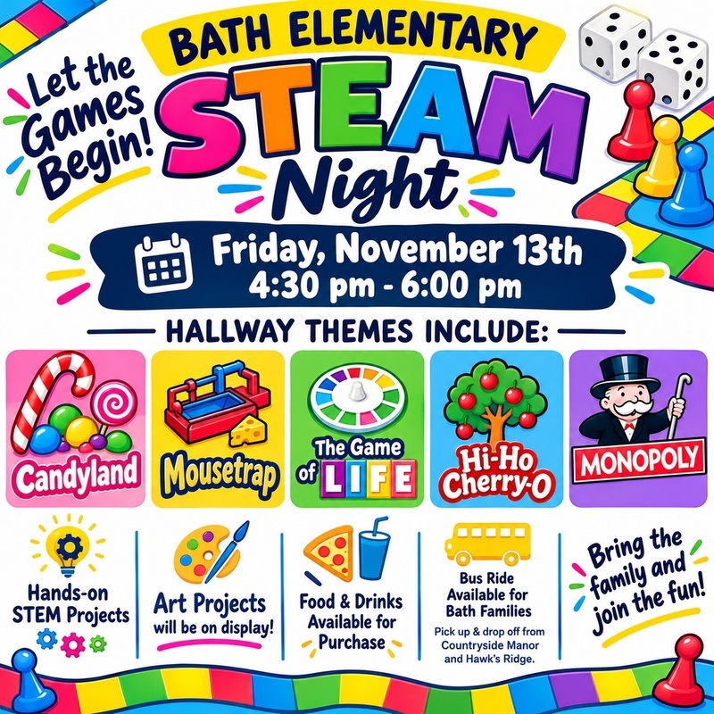 STEAM night Flyer  with a board game theme
