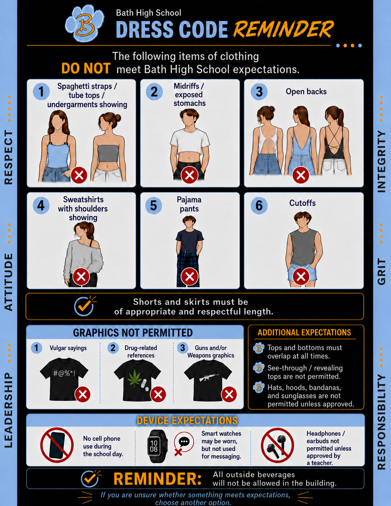 Dress code reminders for Bath High School