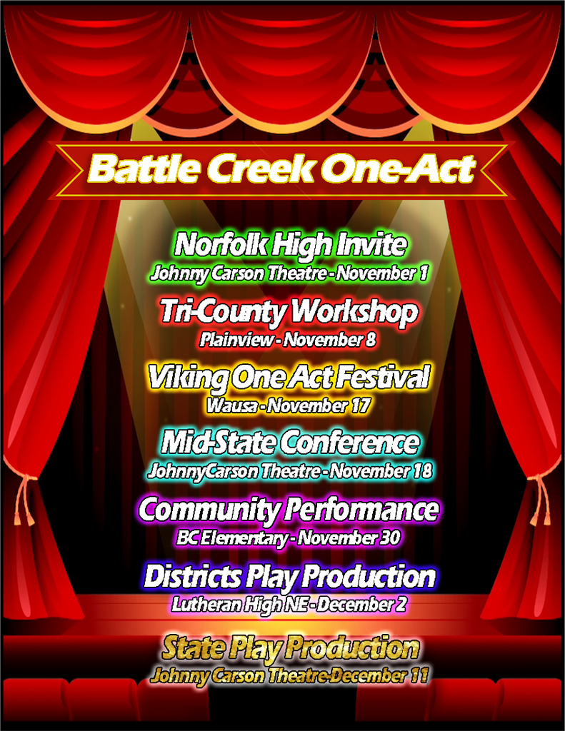 BCHS One Act Season Schedule
