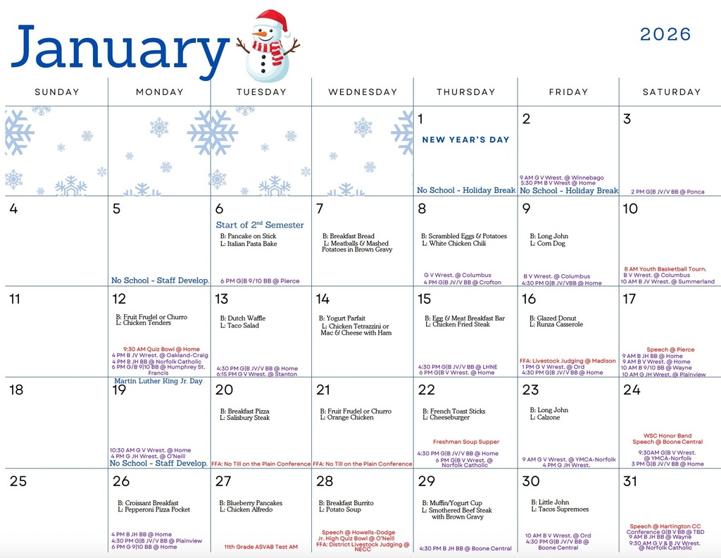 January Calendar