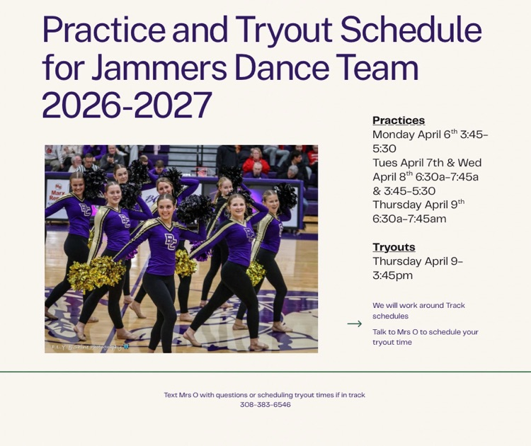 Don’t forget Dance Team  Practice & Tryouts start next week!