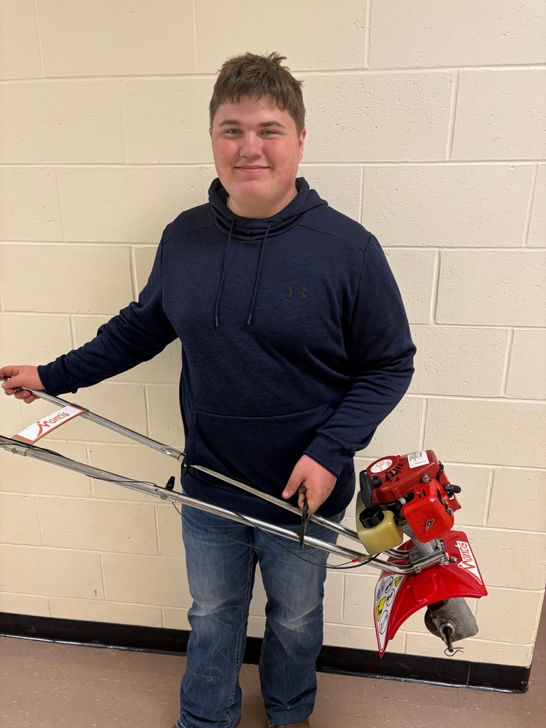 A student with his tiller project.