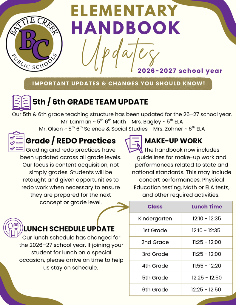 Elementary Handbook Updates