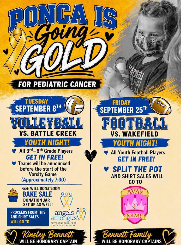 ponca is going gold for pediatric cancer