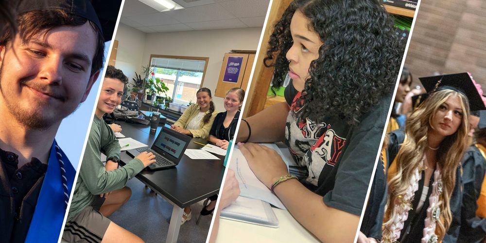 A collage of photos of students from alternative schools, including CAM Academy, River HomeLink, Summit View High School and Battle Ground Virtual Academy