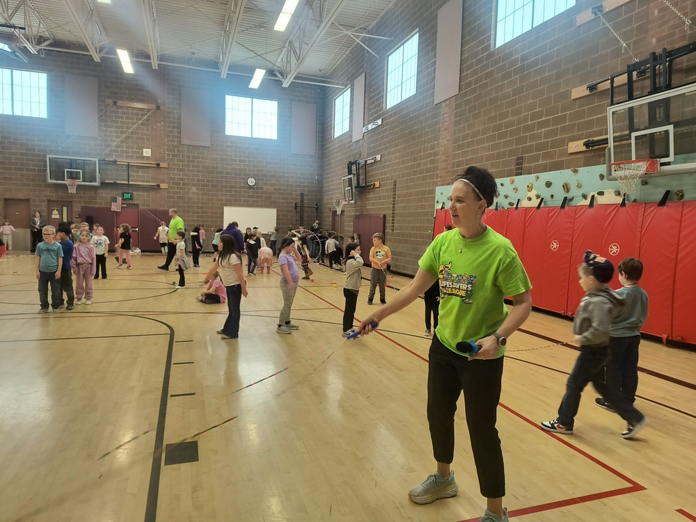 jumping rope in a gym