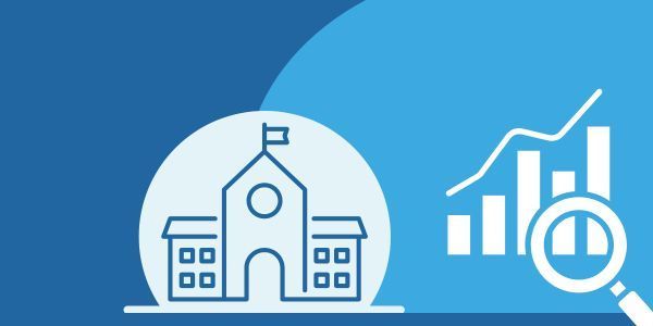 A graphic of a school and a graphic showing increased funding gaps