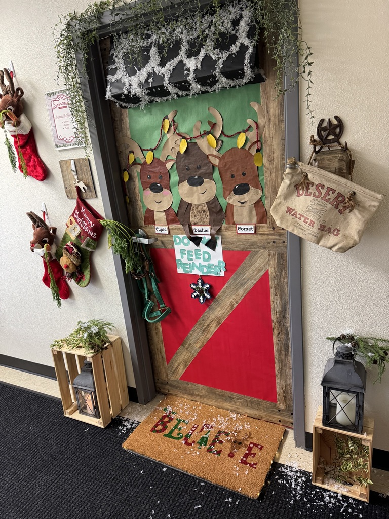 Classroom door decorated for the holidays