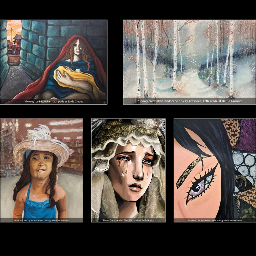 Collage of student artwork.