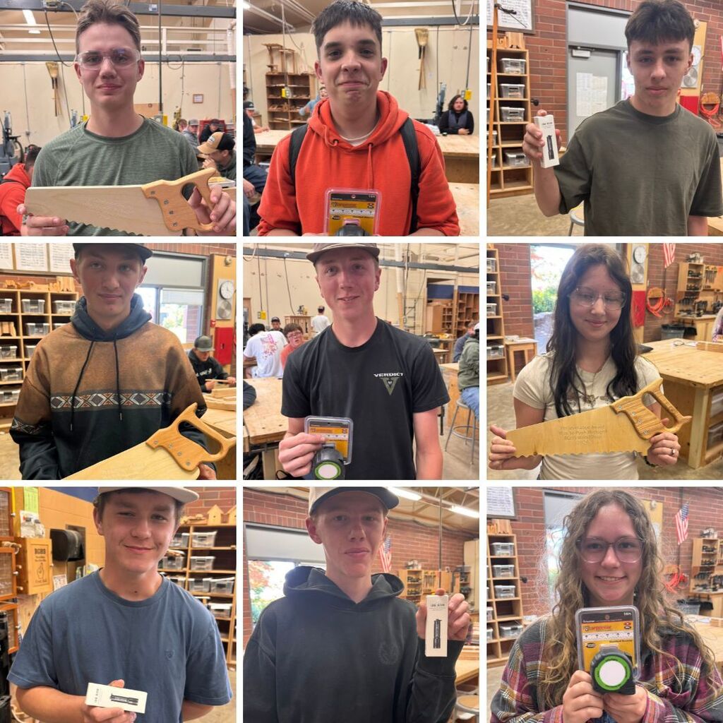 Students who earned recognition for their character and woodworking skills