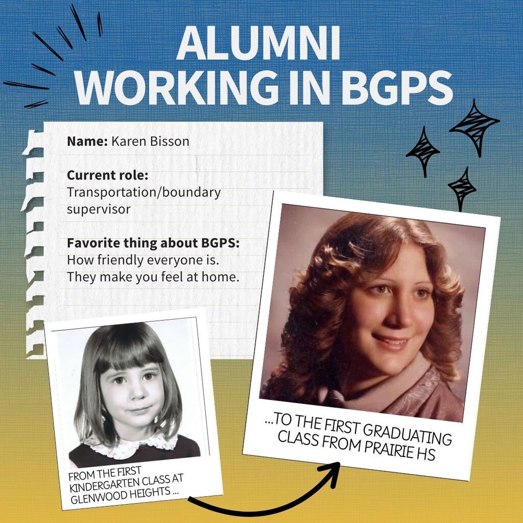 Profile of a Battle Ground alum who is now working for the district. Name: Karen Bisson  Current role:  Transportation/boundary supervisor  Favorite thing about BGPS: How friendly everyone is.  They make you feel at home.