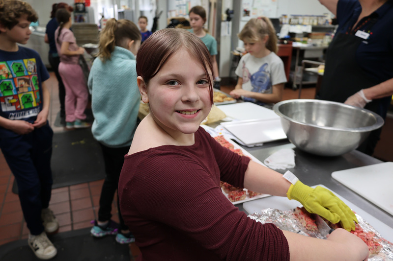 A student preps their dish