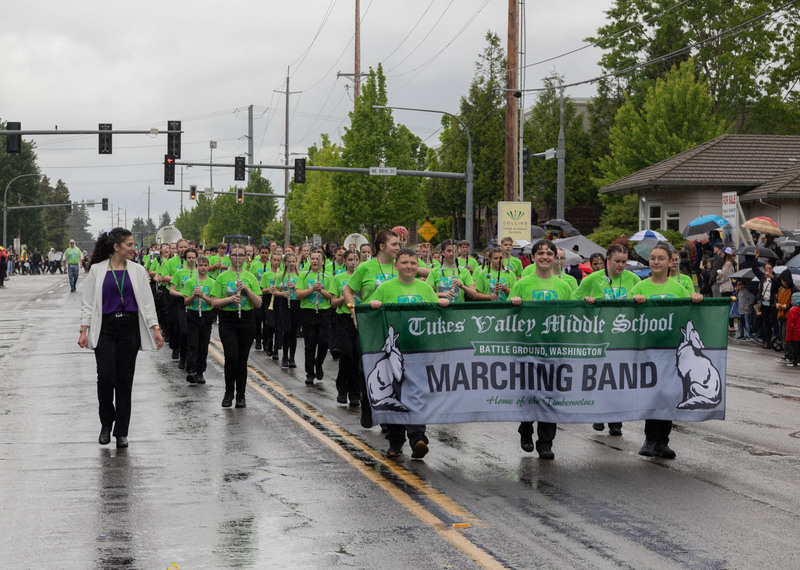Tukes Valley Middle School students march in Hazel Dell Parade of Bands