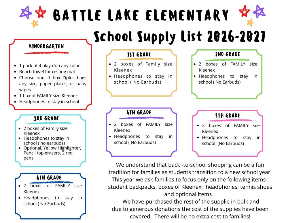 26-27 Elementary School Supply List