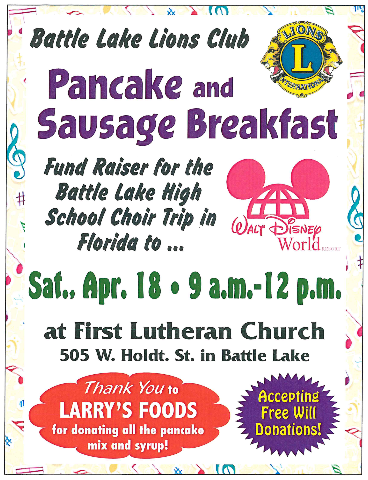 Pancake & Sausage Breakfast Fundraiser - Choir