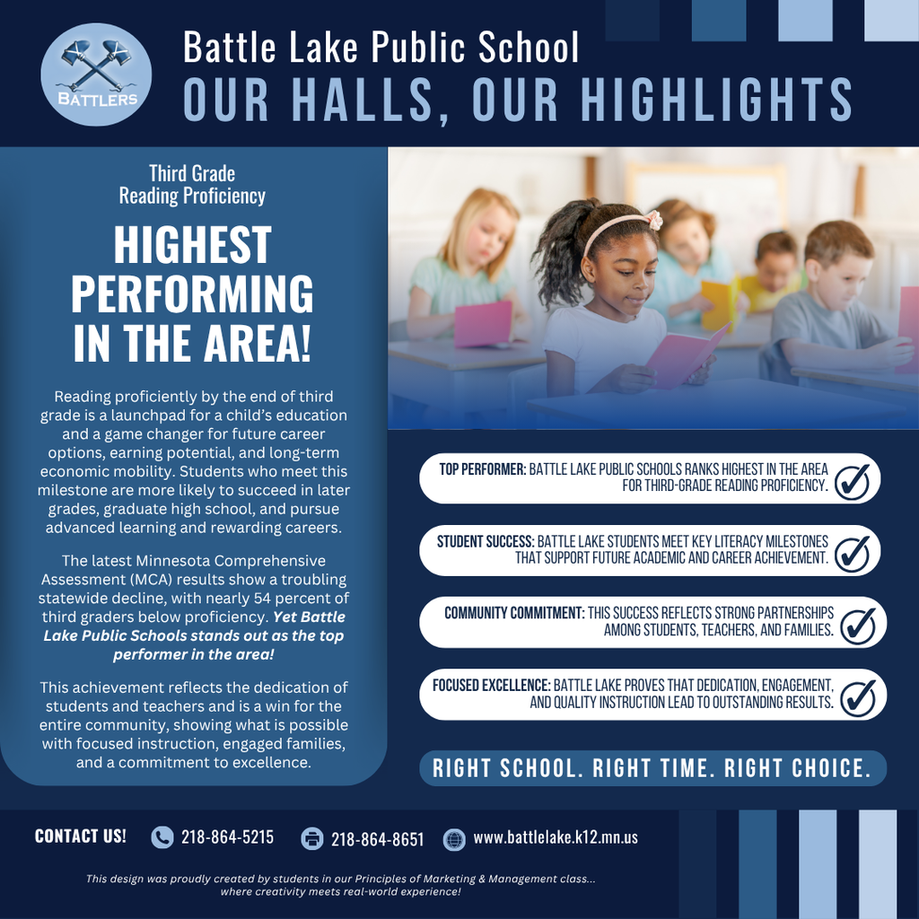 Third Grade Reading Proficiency - Highest in the Area!