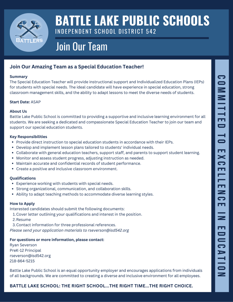 Join Our Team - Special Education Teacher
