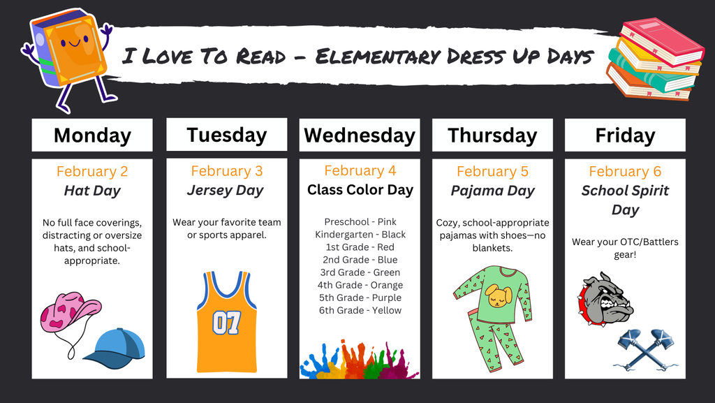 I Love to Read Month - Elementary Dress Up Days