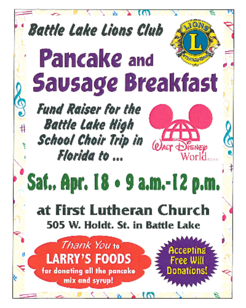 Pancake & Sausage Breakfast Fundraiser - Choir
