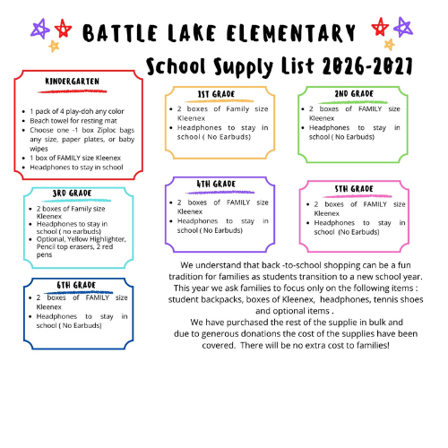 Elementary School Supply List 2026-2027
