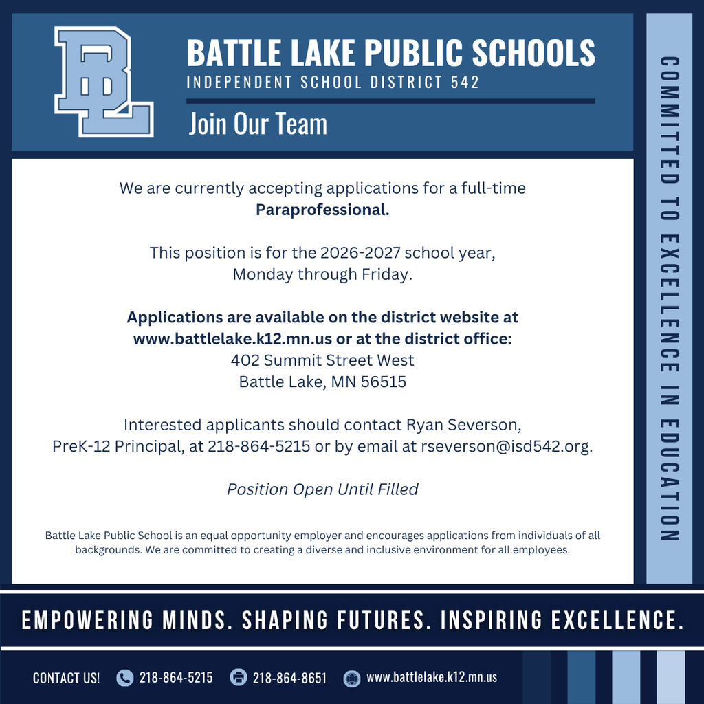 Employment Opportunty - Paraprofessional 26-27