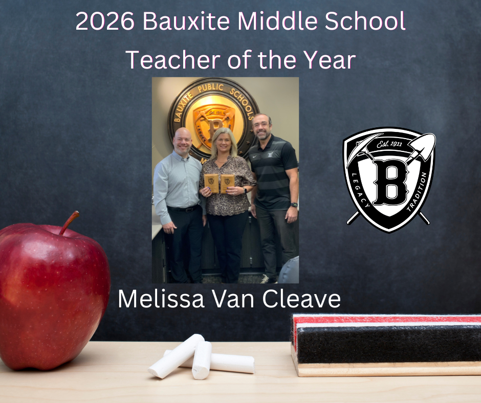 2026 Bauxite Middle School District Teacher of the Year Melissa Van Cleave