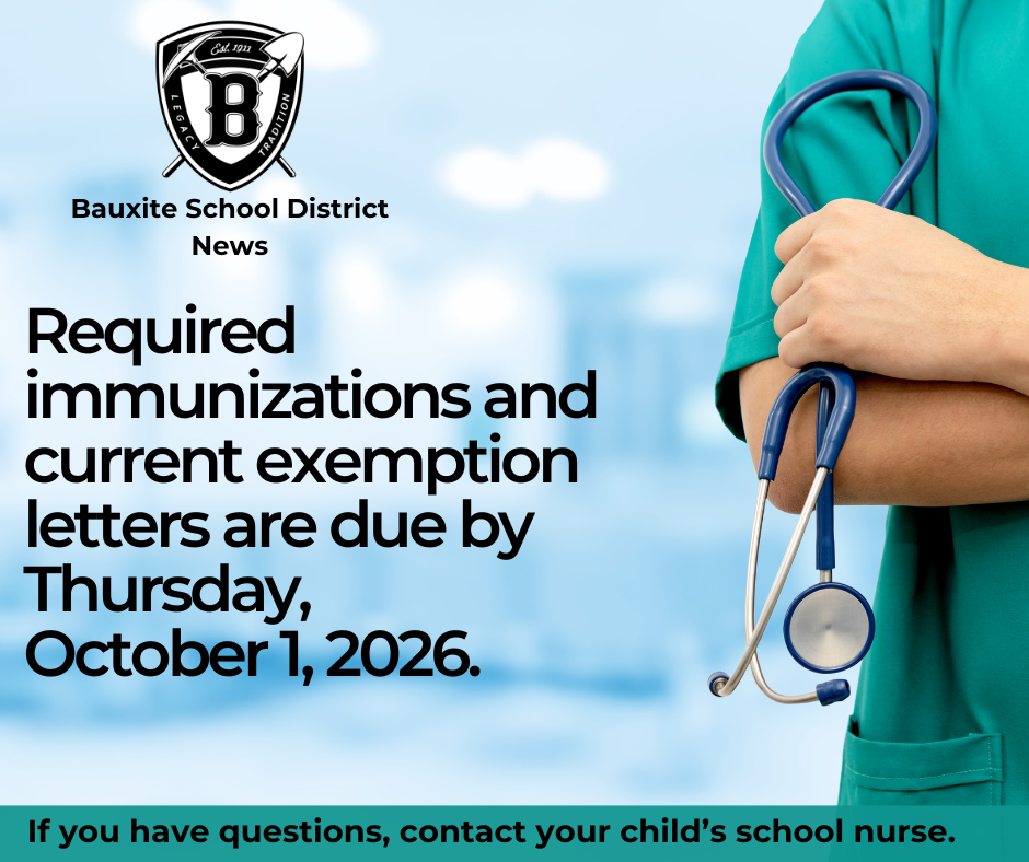 Required immunizations and current exemption letters are due by Thursday, October 1, 2026