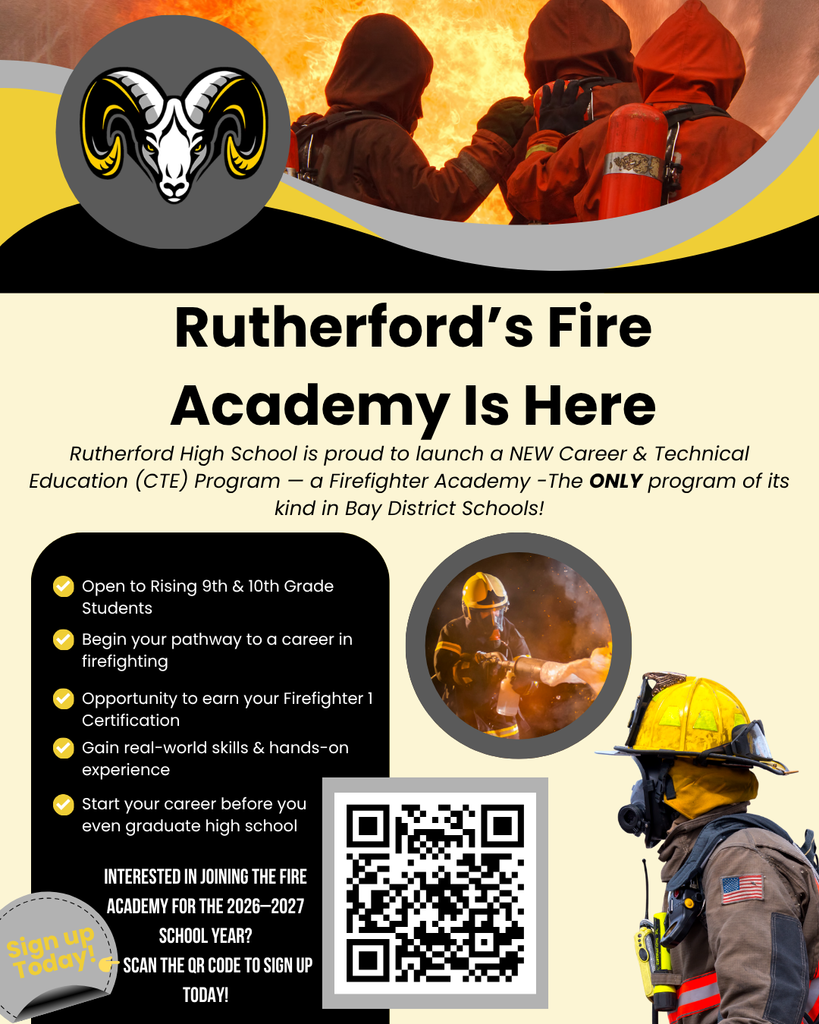 Flyer advertising Rutherford's new Fire Academy for students!