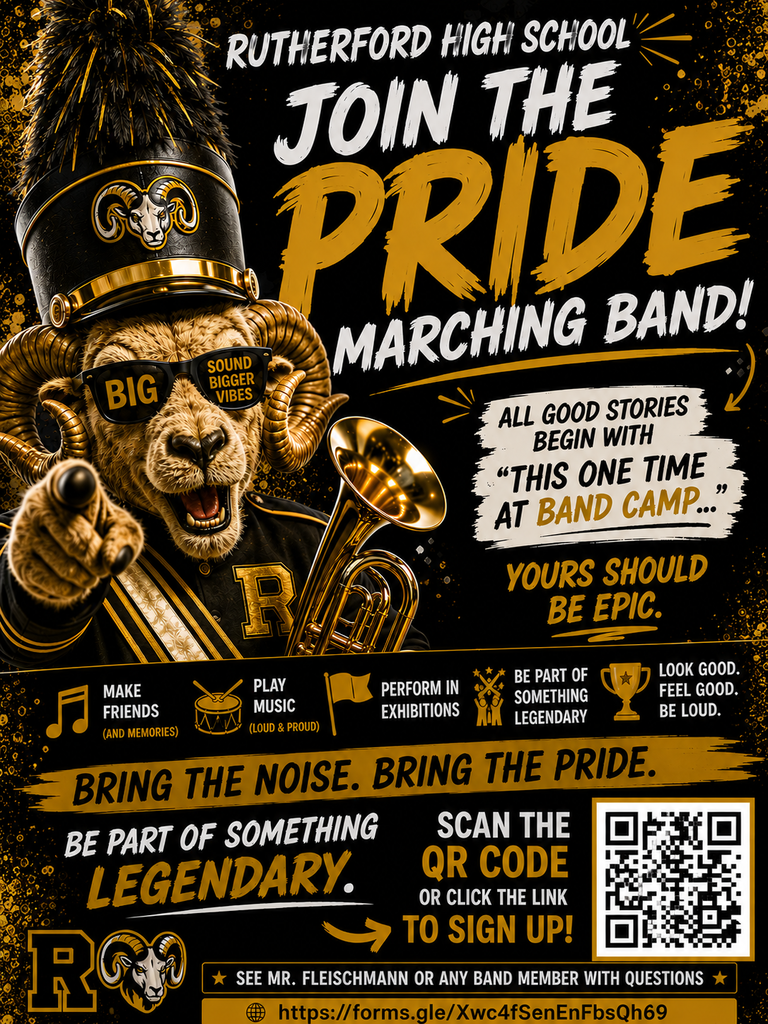 Rutherford band "The Pride" recruitment flyer