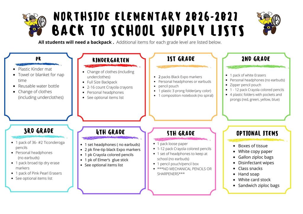 26-27 School Supply List by grade level