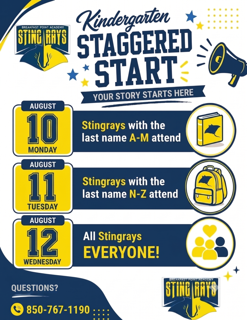Staggered Start information for BPA Kindergarteners