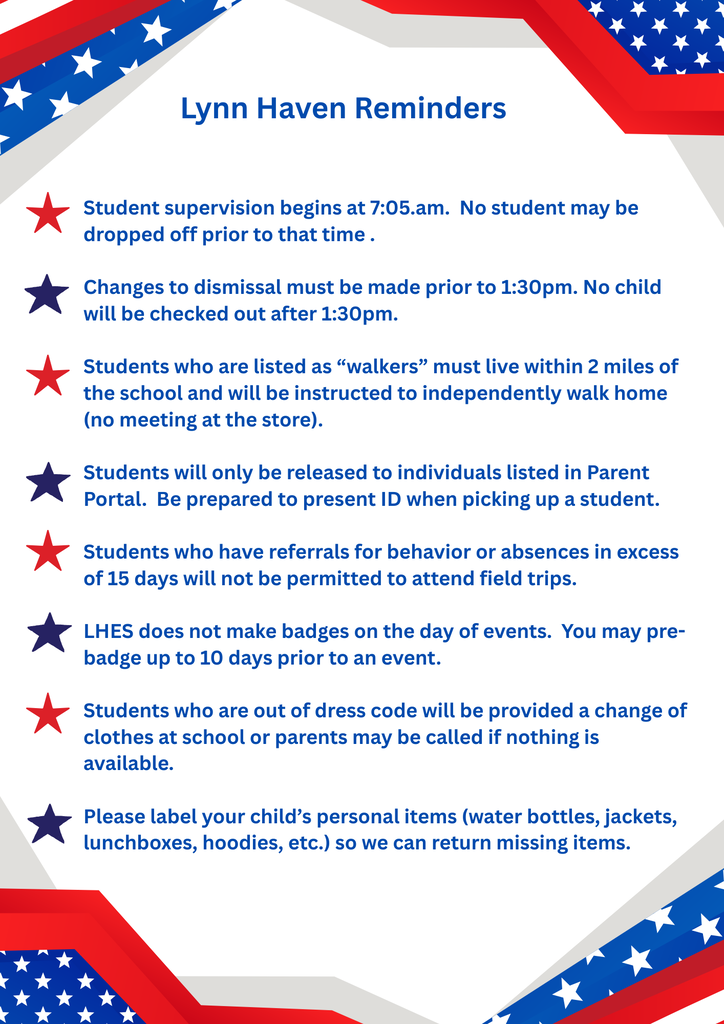 Lynn Haven Reminders Flyer